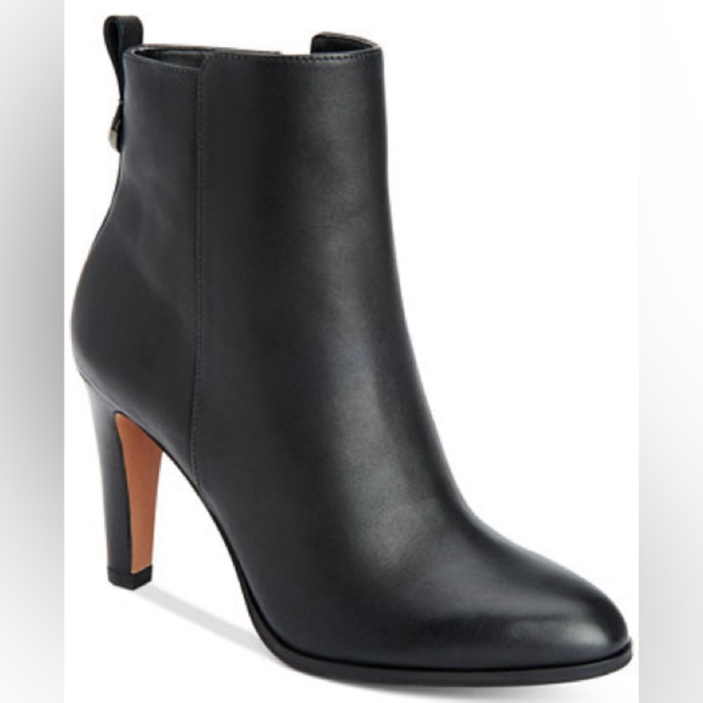 coach jemma black leather heeled ankle boots